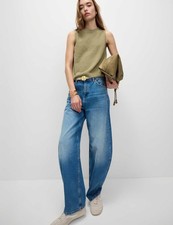 Marks & Spencer Womens Green Cotton Knitted Crew Sleeveless Vest Top - M&S