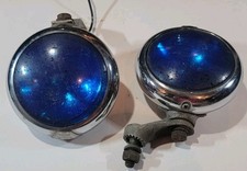 Vintage Unity H1 Light Cobalt Blue Glass Spotlight Car Truck Accessory Pair