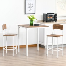 3 Piece Industrial Counter Height Dining Table Set, Bar Table  Chairs