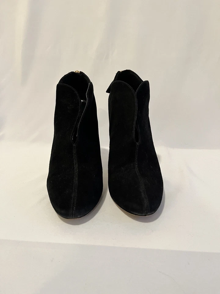 Nine West Negro Punta Redonda Gamuza Botines Tacones Zapatos Talla 6 M Foto 4 de 4