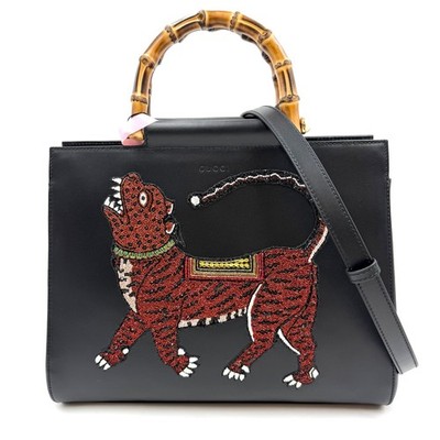 Pre-owned Gucci Tiger Nymphaea Top Handle Bag