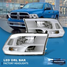 For 09-18 Dodge Ram 1500 2500 3500 White Quad Led Drl Bar Headlights Lamps Lh Rh