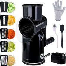 5-in-1 Rotary Cheese Grater Vegetable Slicer with Handle