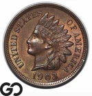 1903 Indian Head Cent Penny, Some Red, BU++