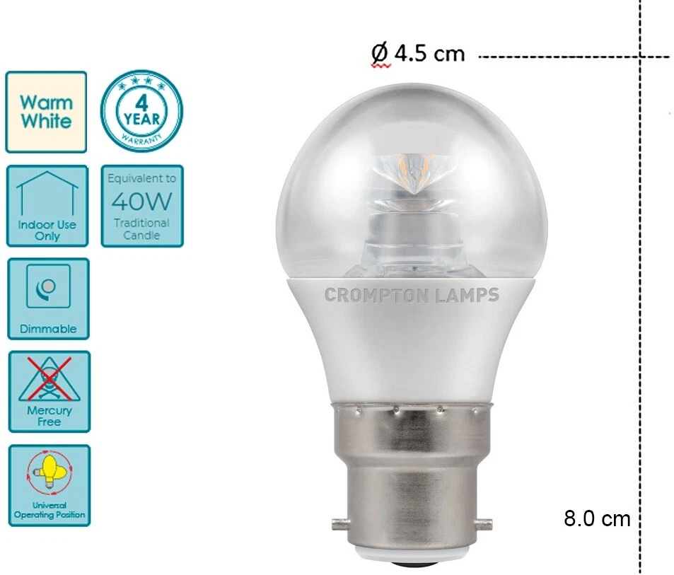 Dimmable LED Light bulbs 6.5W B22 Bayonet Warm 40W - 3 Pack - Image 2 of 3