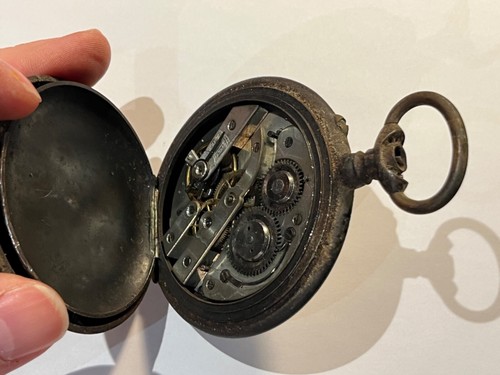 Taschenuhr Antik Stahl Pendel Anelzubehör L'Zustand (199-13/P7) - Bild 6 von 9