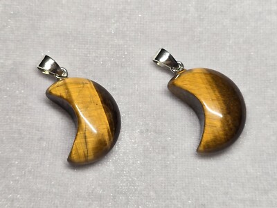 Natural Tiger Eye Moon Gemstone Pendant