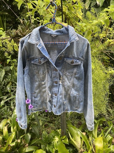 Buffalo David Bitton Stretch Denim Jacket Size Medium Women’s Blue Distressed - Picture 17 of 20