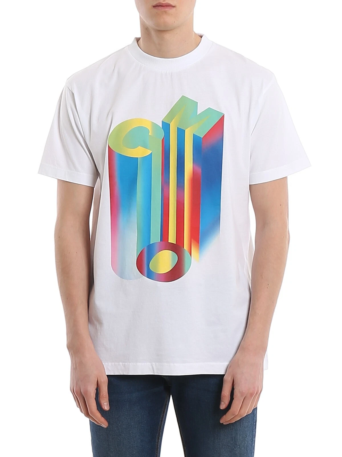 T Shirt Marcelo Burlon Bianca Arcobaleno Contea di Milano Logo Taglia S SS20 $320