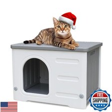 Waterproof Outdoor Cat House, Plastic Cat House for Outdoor Cats Feral Cat Ho
