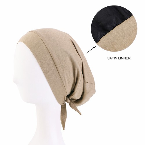 Underscarf Hijab Inner Caps Muslim Women Plain Turban Wrap Hair Loss Hats Beanie - Picture 9 of 26