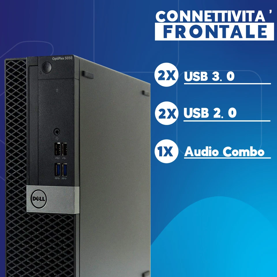 PC Computer Desktop Dell SFF i7 32GB SSD 1TB Windows 11 Pro (Ricondizionato) - Immagine 2 di 4