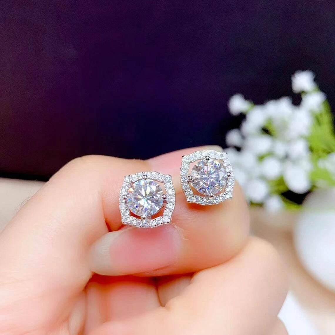 Real diamond 2024 earrings women's