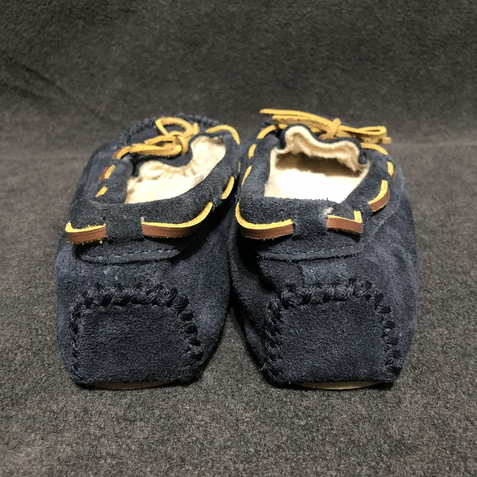 Mocasines Minnetonka Zapatillas Azul Marino Gamuza Cuero Lazo 4014 Mujer’s Talla 6 Foto 4 de 4