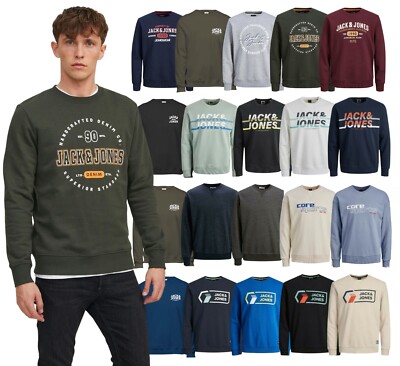 Herren Sweatshirt Jack & Jones Pullover Rundhals Regular Freizeit Baumwolle Oberteil S-2XL