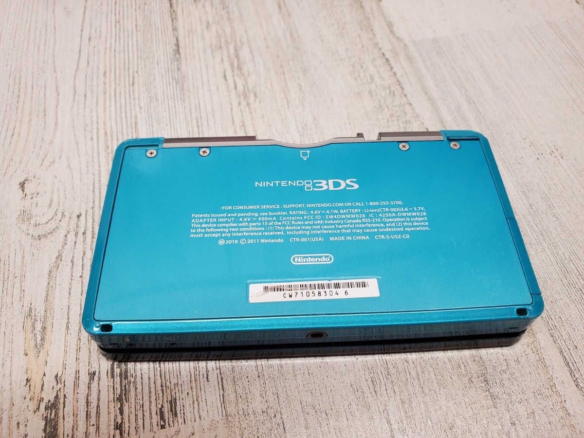 Nintendo 3DS Aqua Blue Teal Console CTR-001 w/ Charger 3