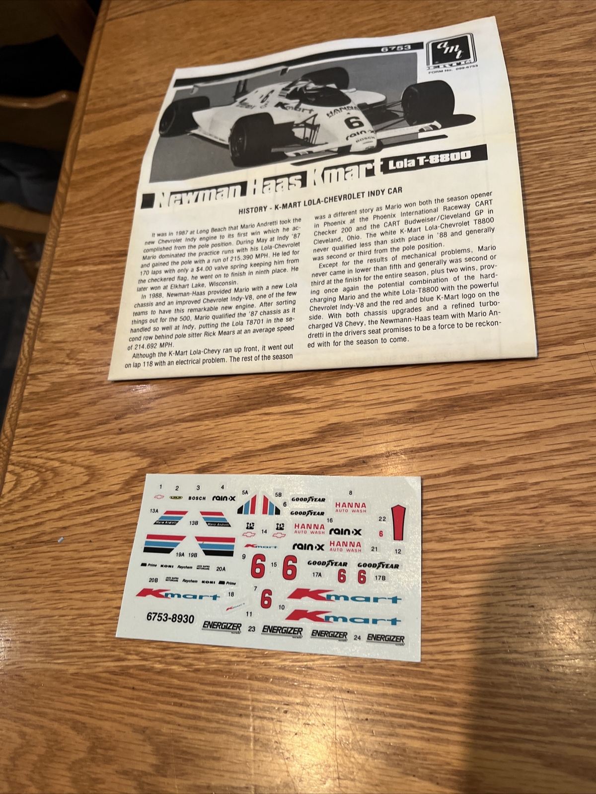 Rare AMT Indy Car Model Kit 1/25 Scale Newman Haas Kmart Lola T 8800