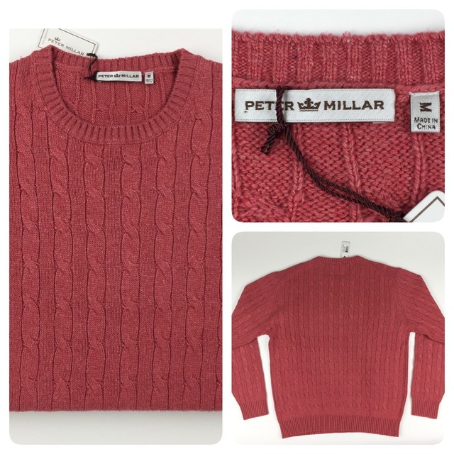 NEW NWT Peter Millar Mens Soft Crewneck Pink Salmon Sweater Cotton
