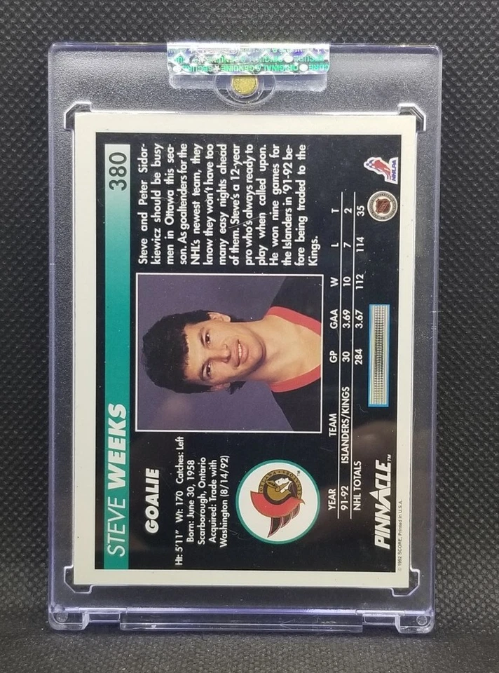 Steve Weeks 1992-93 Pinnacle Signed On Card  Auto AU IP - Image 2 of 4