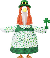 St. Patrick'S Day Goose Outfits,3 PC Porch Goose Outfits Fits 23" Cement Geese G