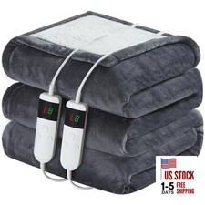 Electric Heated Blanket Queen Size 84''x90'' Soft Flannel  Sherpa Electric