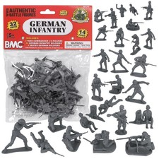 BMC CTS WW2 German Infantry Plastic Army Men - 32pc Gray Soldier Figures