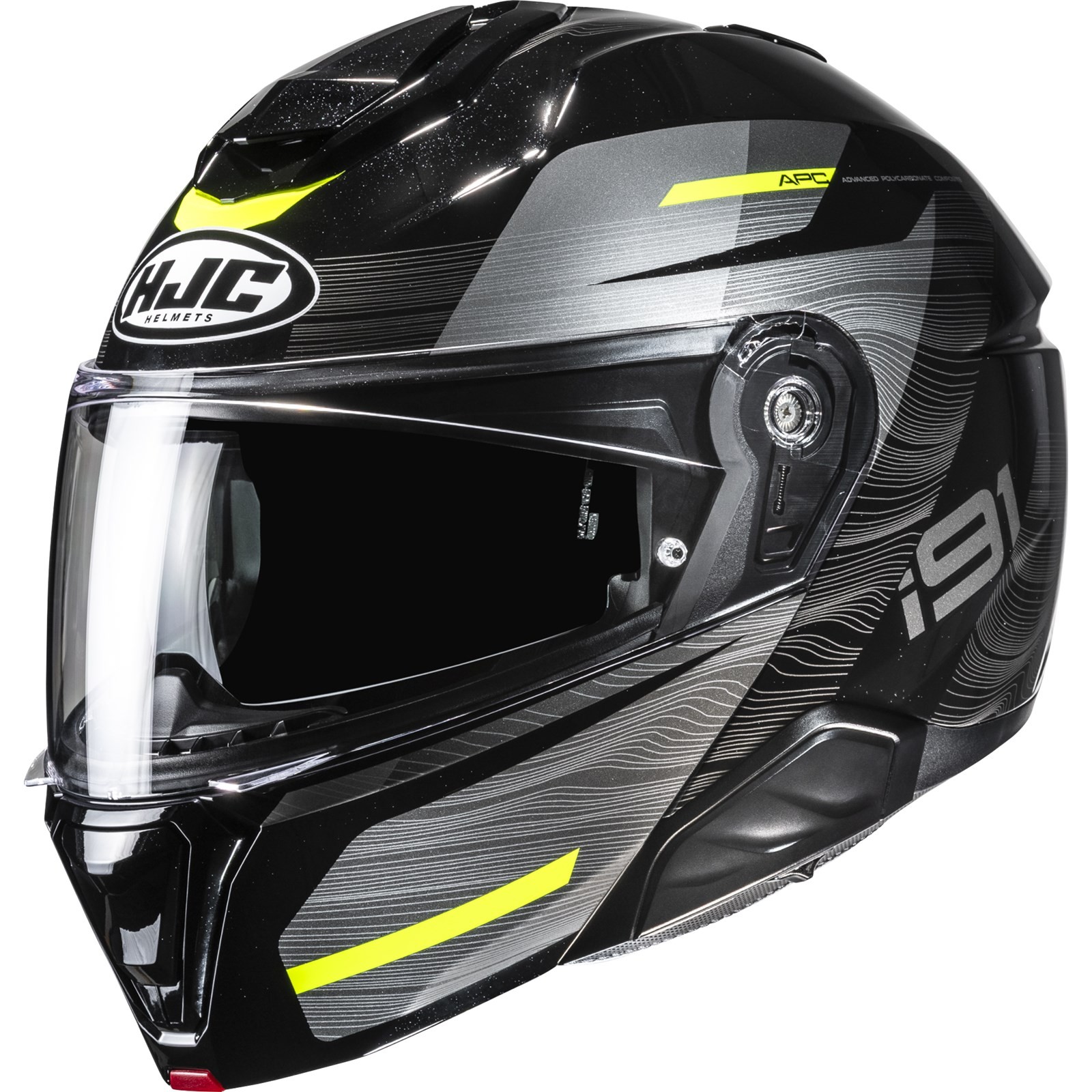 Motorcycle Helmet L - HJC I91 Dusk - Touring Flip-Up Helmet Black-Yellow