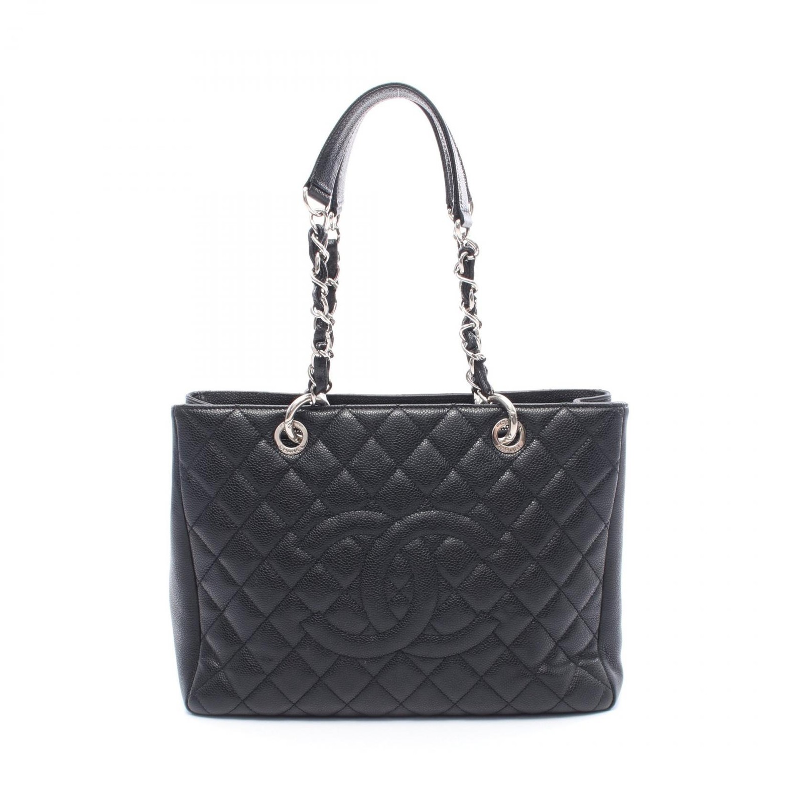 CHANEL Matelasse GST Grand Shopping Tote Black Calfskin SHW Chain Bag A50995
