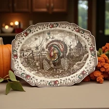 Johnson Brothers "His Majesty" Large Turkey Platter Thanksgiving 20”L X 15 5/8”W