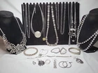 Vtg Now Silver Mixed Bulk Costume Jewelry Lot Necklace Bracelet Earrings #1010