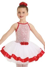 Dance Costume XL Child Red Weissman 12241 Ballet Sequins Satin Trim Tutu