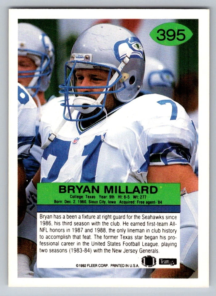 1992 Fleer #395 Bryan Millard - Image 2 of 2