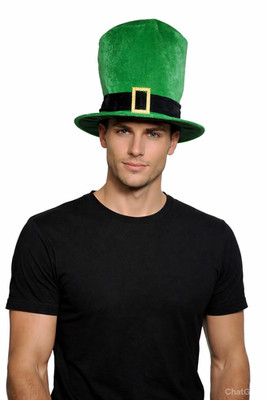 St. Patrick's Day riesiger grüner Zylinderhut - Kobold Ofenrohrhut mit Goldbock