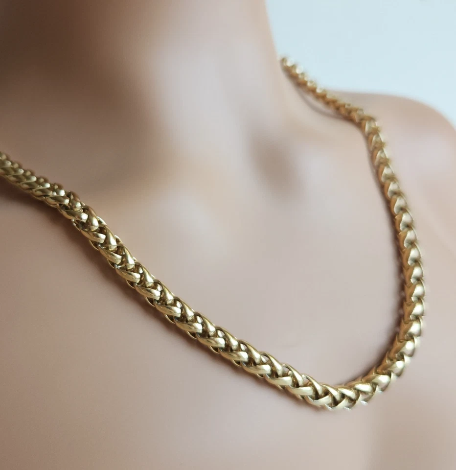 复古金色编织链式项链 | 24 英寸 | 7 毫米宽 | 设计师风格 — 第 4/4 张图片