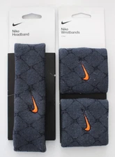 Nike Swoosh Headband & Wristbands Set Singlewide Adult Anthracite/Total Orange