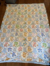 Vintage Care Bears Quilt Bedspread Satin Trim Pastel Ruffle 1982