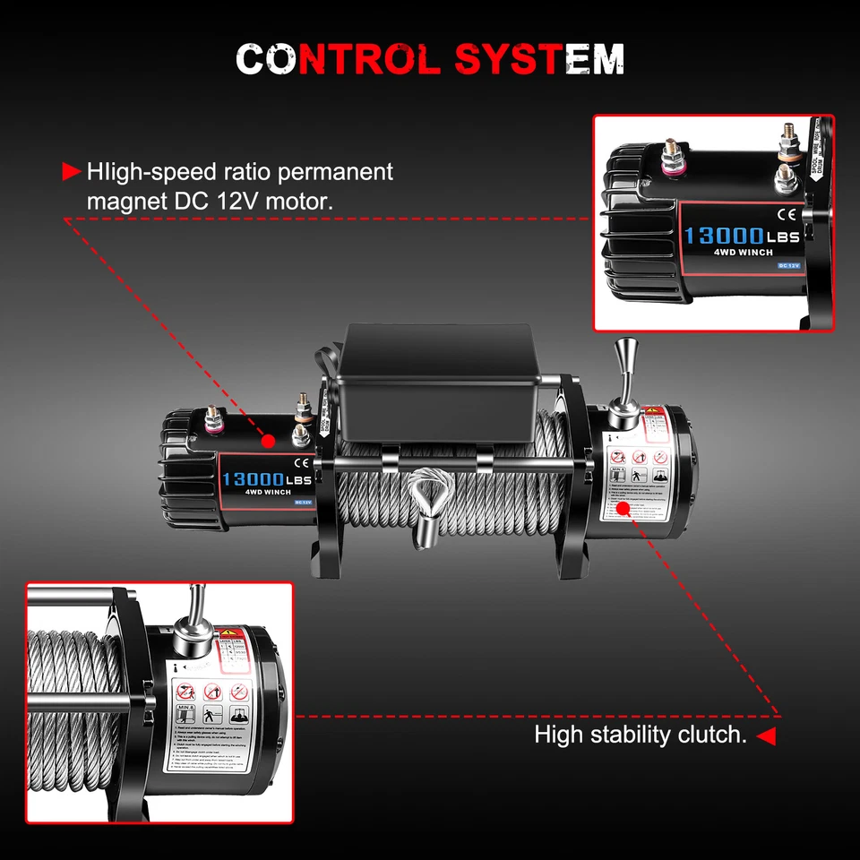 13000LBS Electric Winch 12V Steel Cable Off Road For Jeep Truck Towing Trailer Foto 2 de 4