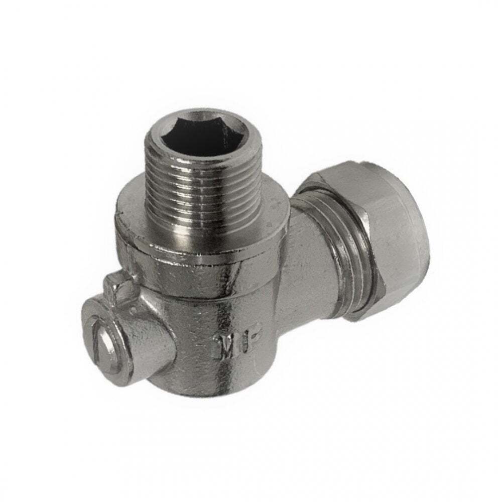 Flat Faced Male ANGLED Isolating Valve Chrome for Tap Connectors 15mm x