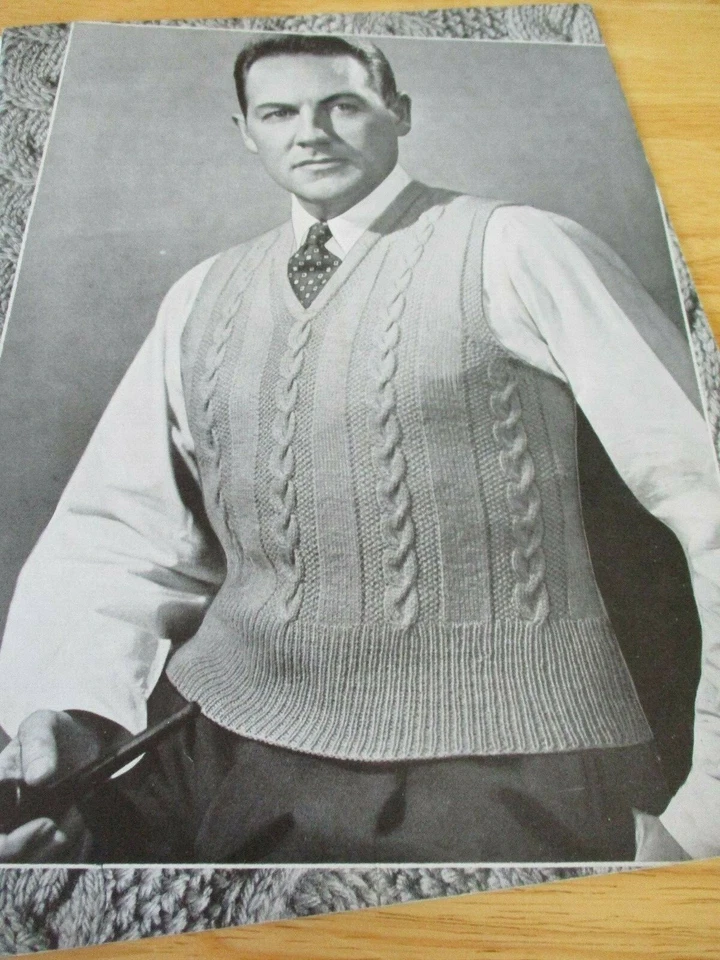 Fleisher's #74 c.1946 Hand Knitting Vintage Fashion Sweater Patterns for Men - Image 3 of 4