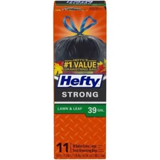 HEFTY TRASH BAGS LARGE LAWN & LEAF 39 GAL CINCH SAK DRAWSTRING 11 BAGS EACH (1)