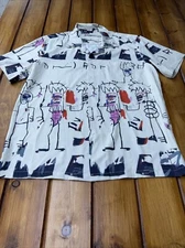 Romwe Men's Large Multi-Color Button Up Short Sleeve Shirt