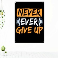 EVER GIVE UP Workout Poster Tapestry Fitness Bodybuilding Banner Flag Gym Decor