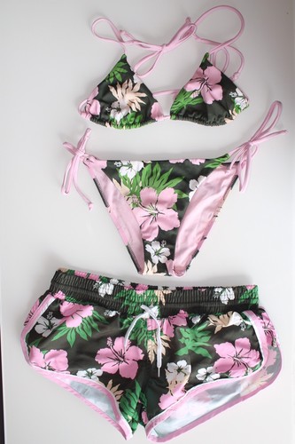 OVS BEACHWEAR YOUNG COMPLETO BIKINI +SHORTS 3 Pezzi VERDE/ ROSA | eBay