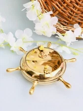 Handcrafted Ashtray With Lid Retro Golden Anchor Brass Ashtray Table Top Decor
