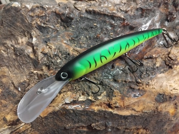 Aew Zander Wobbler Deep Runner Green Tiger 12CM Hecht Raubfisch KÖDer Minnow-image