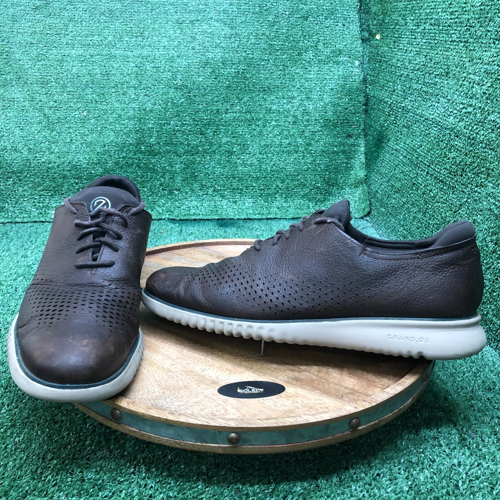 SAOLA Oxford punta alare marrone laser Cole Haan da uomo 2.ZERØGRAND da uomo in pelle taglia 13 M C34499