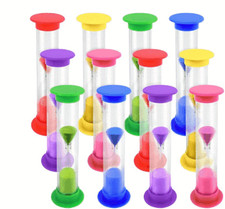 Plastic 2-Minute Sand Timer, Assorted Colors, 12/pk