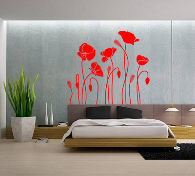 Hand Carvin Poppy Flower Wall Art Wall Stickers Living Room Uk Rui241 Ebay