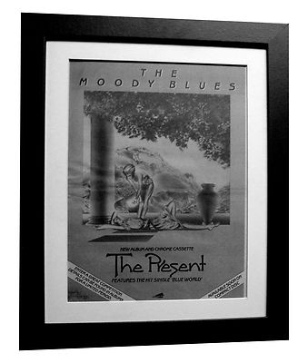 MOODY BLUES+The Present+POSTER+AD+RARE+ORIGINAL 1983+FRAMED+EXPRESS GLOBAL SHIP