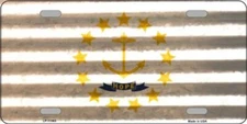 Rhode Island Corrugated Flag Effect Metal Novelty License Plate Tag Car & Truck